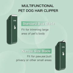 Grimgrow portable cordless grooming tool in use for at-home pet trims.