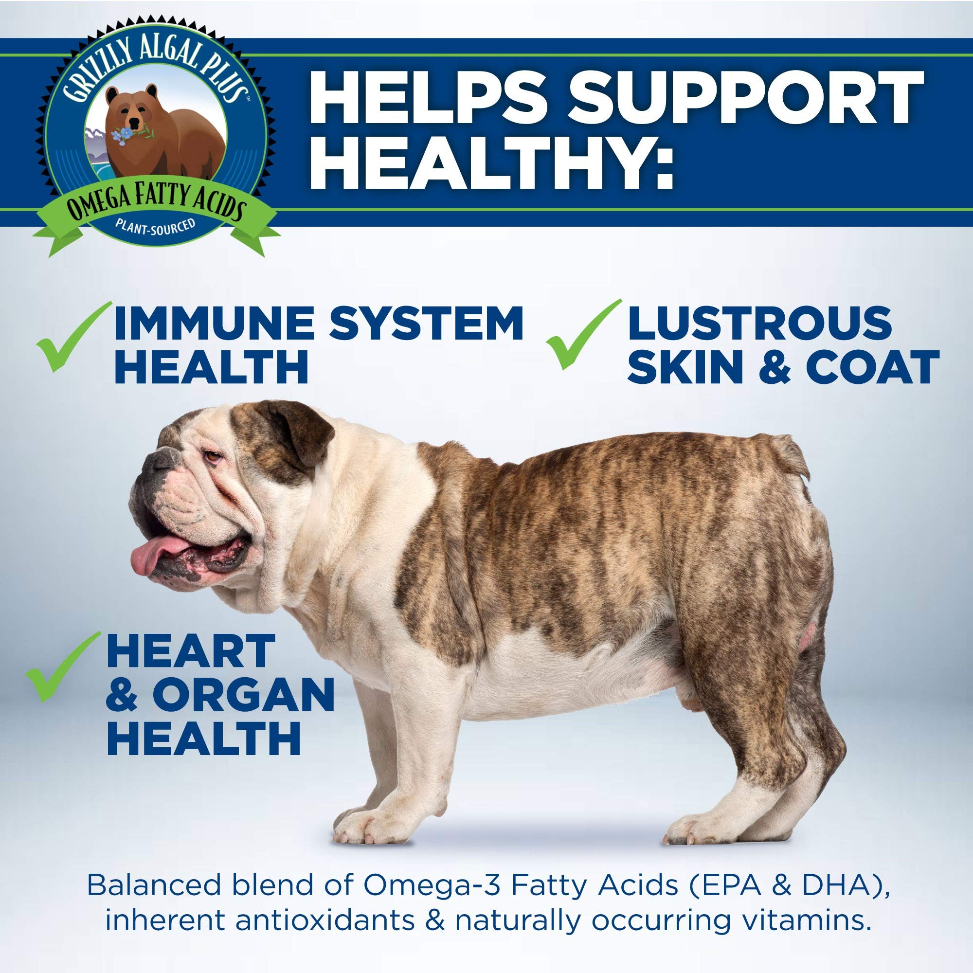 Grizzly Algal Plus cat usage illustration for feline omega supplementation