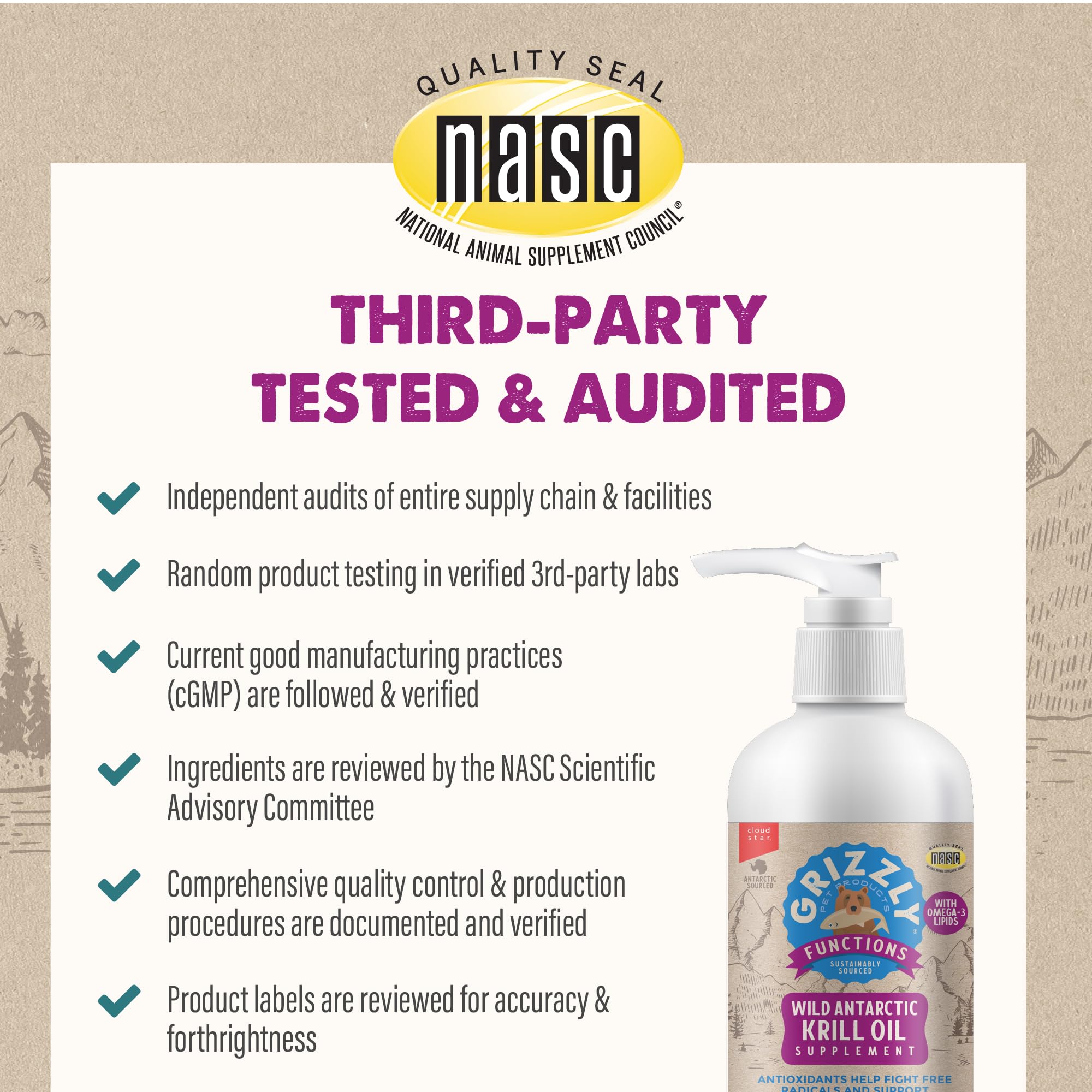 GRIZZLY Krill Oil with third-party quality testing seal