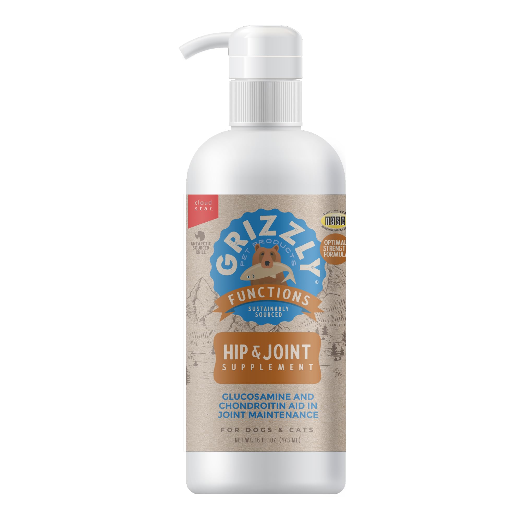 GRIZZLY Joint Aid Liquid bottle with pump for easy dosing.