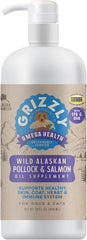 GRIZZLY PET PRODUCTS Omega Health bottle—liquid omega-3 for dogs and cats supports skin and coat.