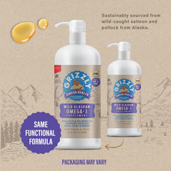 GRIZZLY PET PRODUCTS Omega Health pour—easy dosing for daily pet wellness.