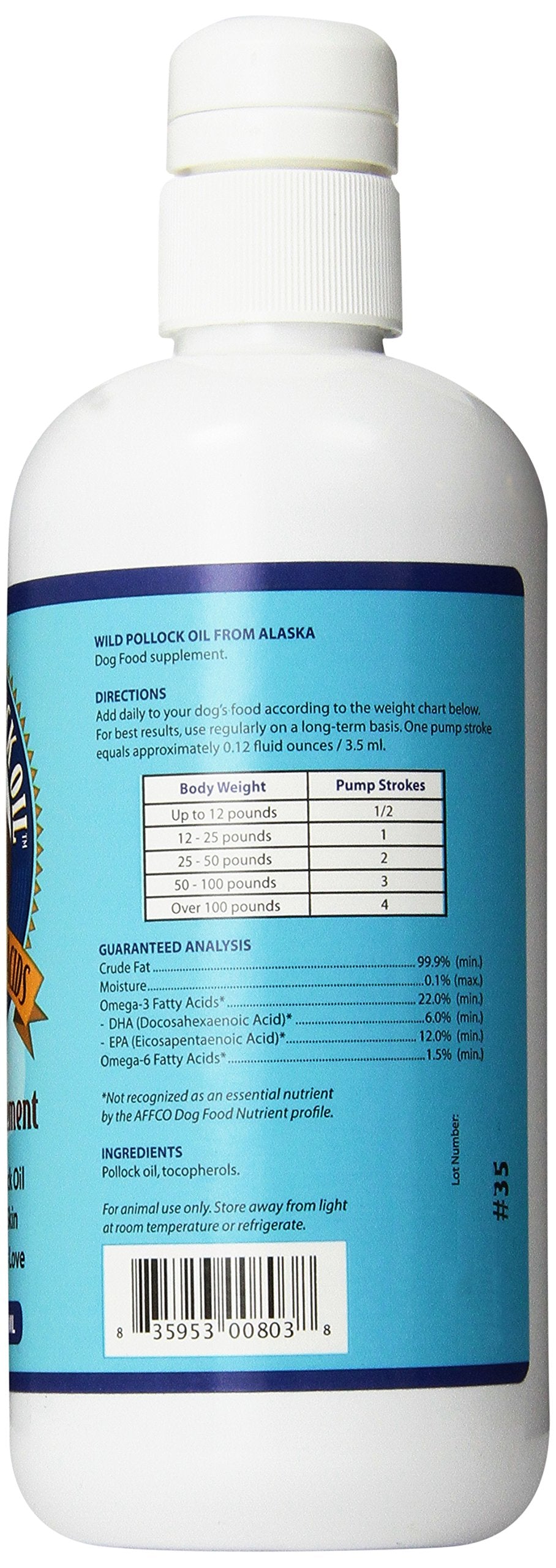 Grizzly Pollock Oil skin-coat and eye support for pets.