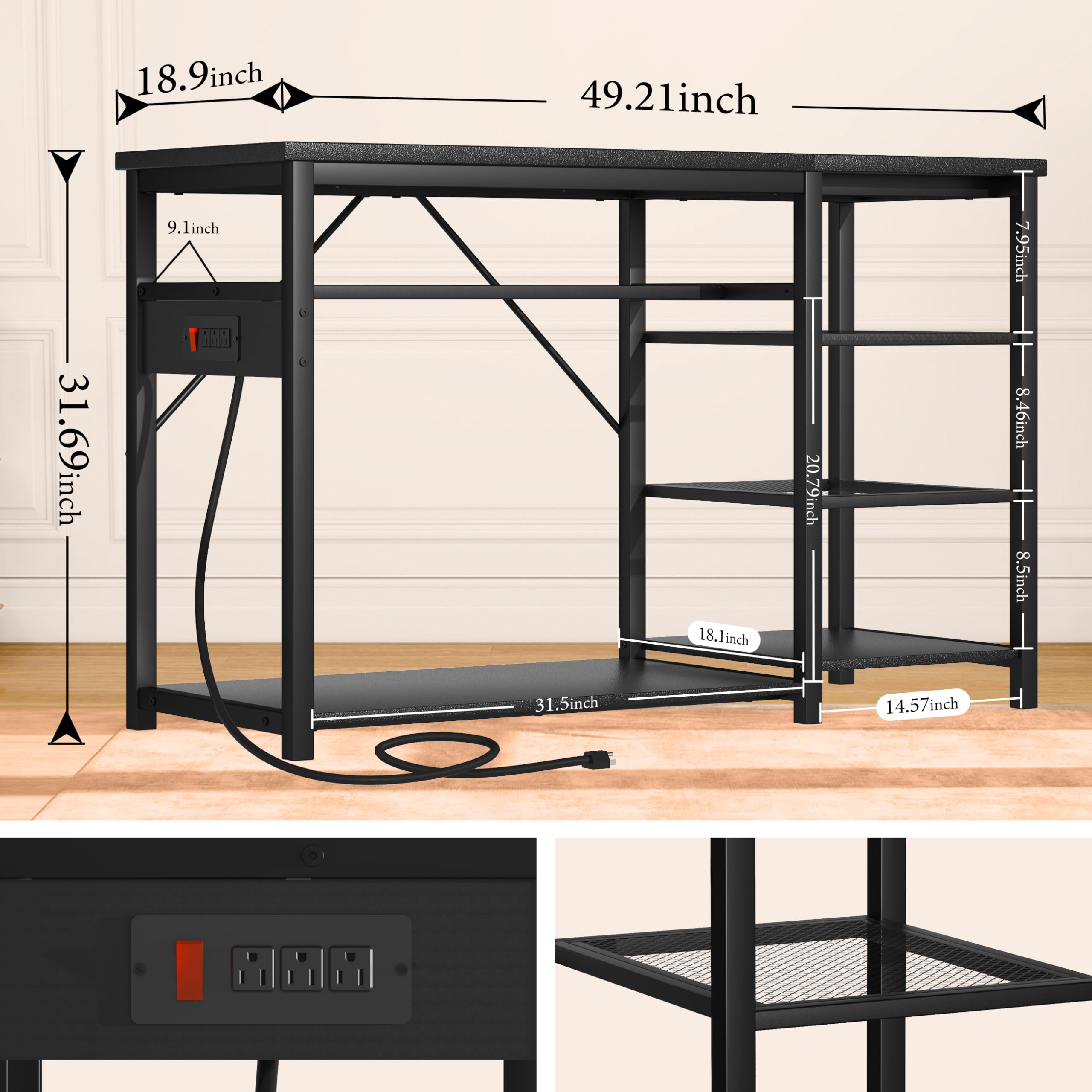 GRLEAF 3-tier-mesh-cabinet stores accessories neatly.