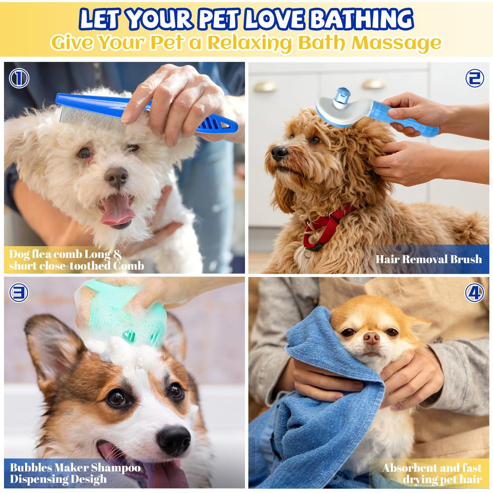 Grnheat double-sided deshedding rake blue for smoother coats