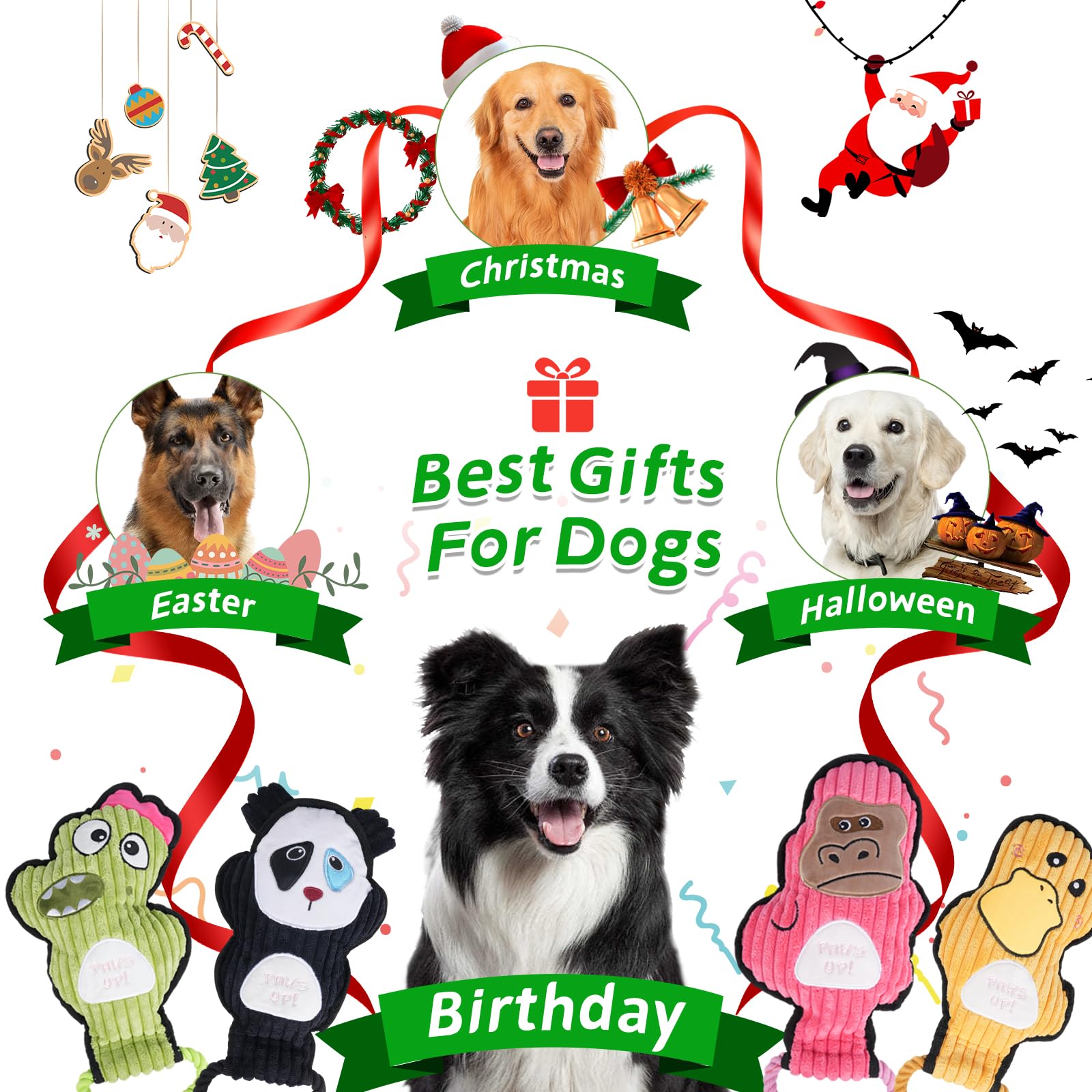 Grnstf 2-pack variety dog toy set keeps pups engaged with dinos and gorillas