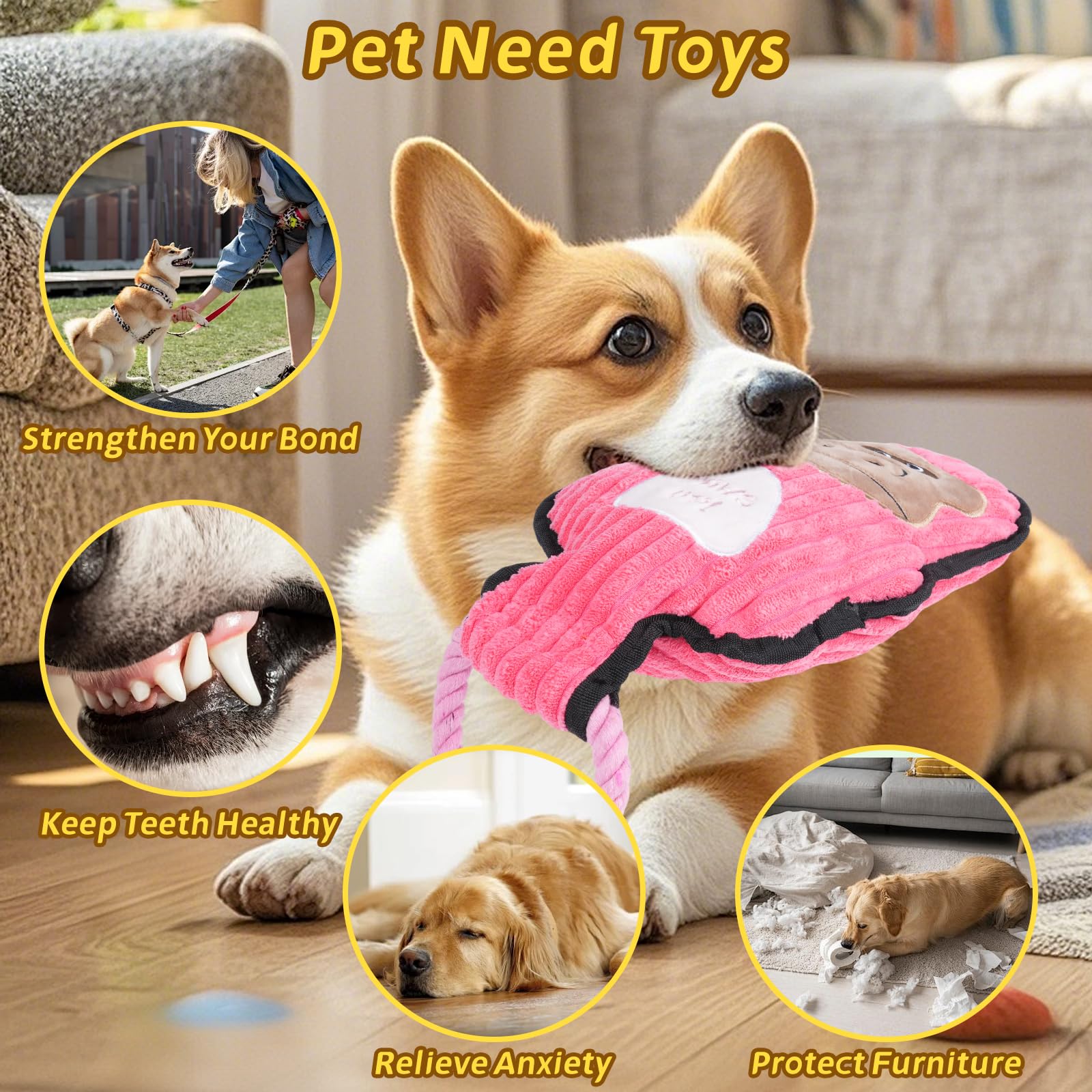 Grnstf Premium double-stitched dog toy resists enthusiastic chewers