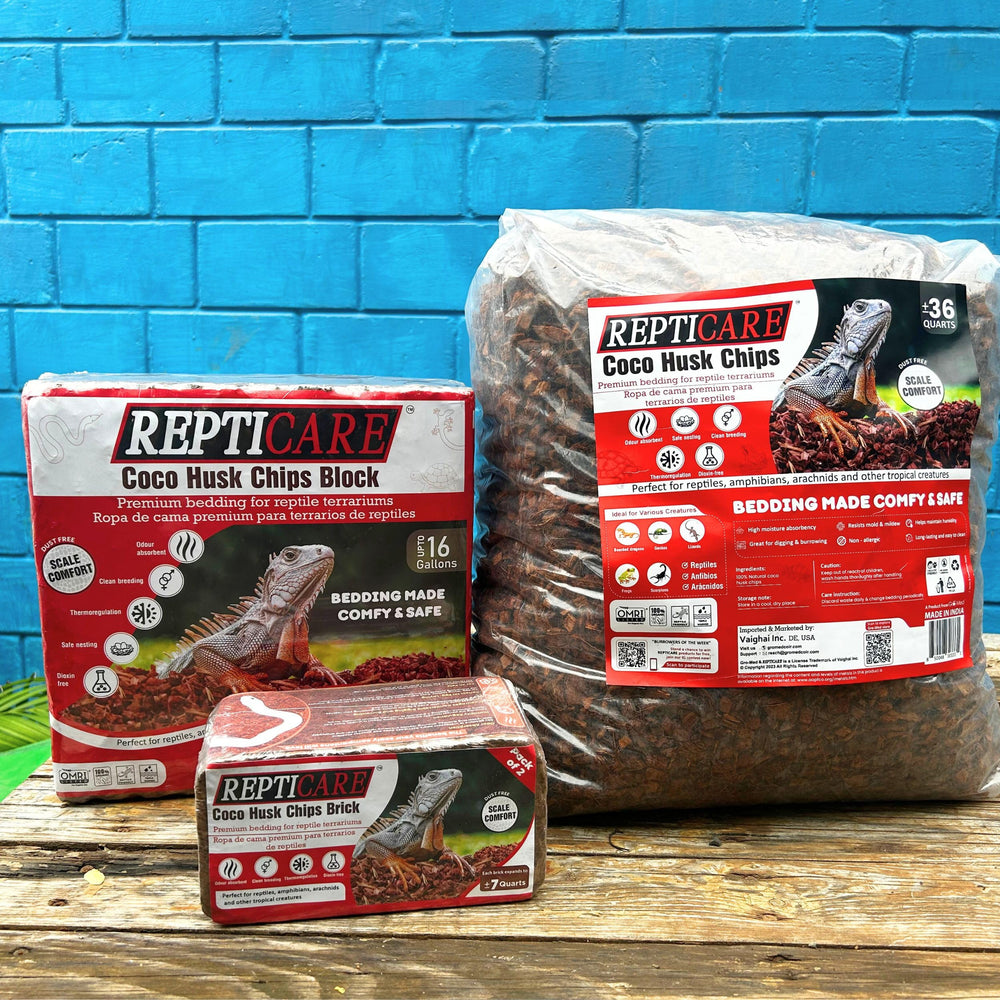 Gro-Med ReptiCare coconut husk chips support natural burrowing in terrariums.