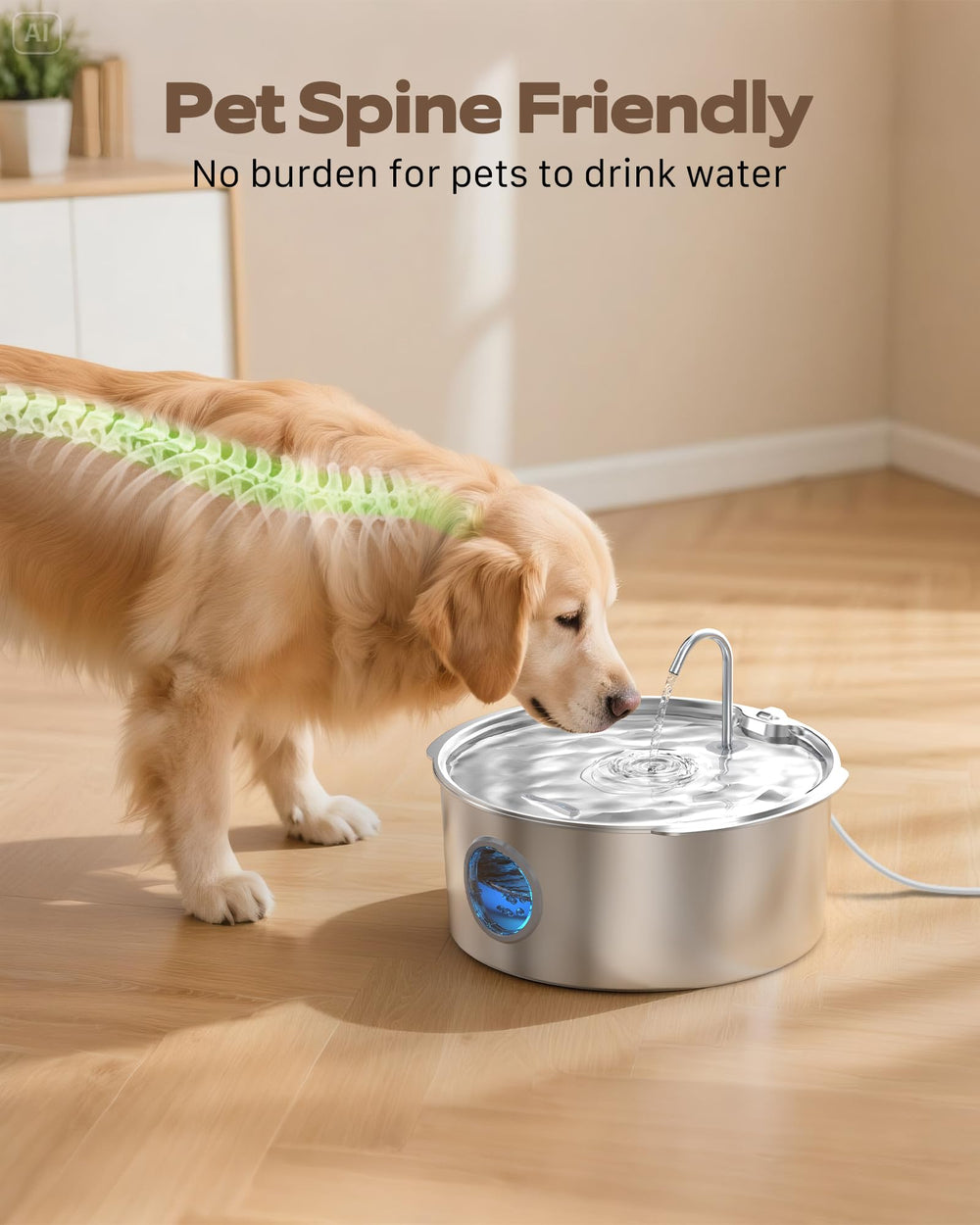 GROOKPET 12-liter tank reduces refill frequency for households with multiple pets.