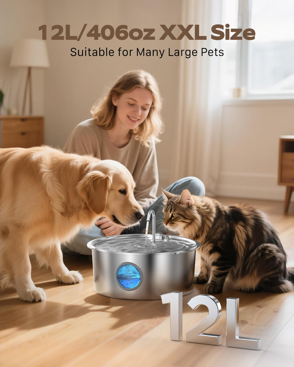 GROOKPET 12L capacity with a clear window for easy refills.