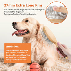 Beech wood handle on GROOMAGE dog brush for durability