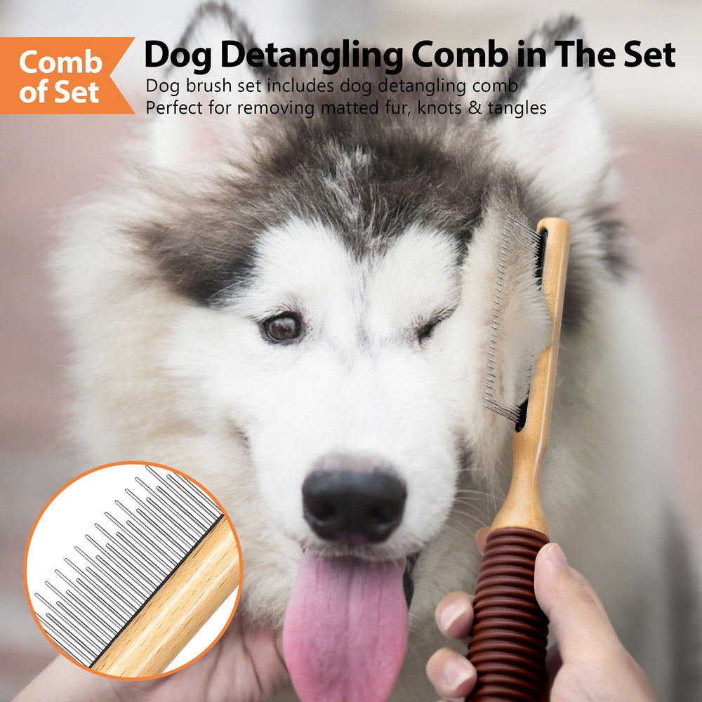 GROOMAGE brush with beech wood and metal pins for durable grooming tool