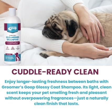 Groomer's GOOP glossy coat cleansing fragrance provides a light, lasting scent during baths.