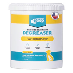 Groomer's GOOP pre-bath degreaser bottle improves grease removal for a fresher coat.
