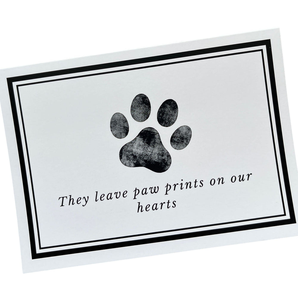 Groomers Margins paw-print sympathy cards 16-pack for comforting clients after pet loss
