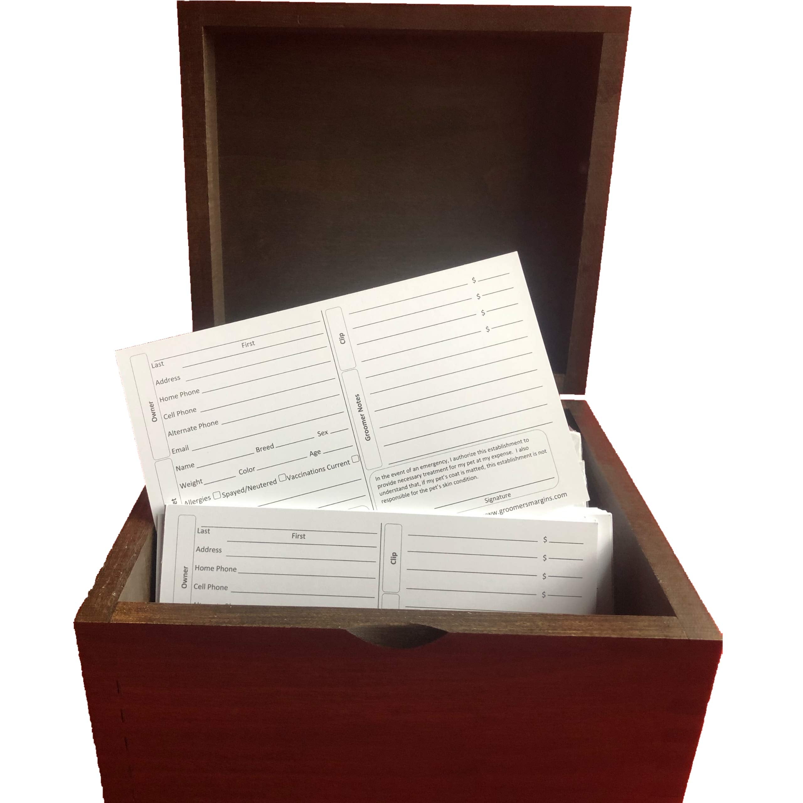 Groomers Margins professional records layout supports visits and marketing notes.