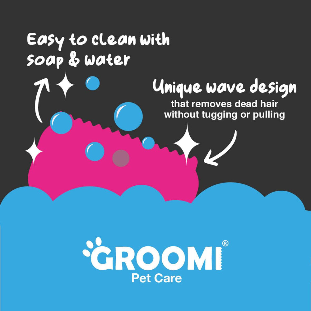 Groomi deshedding brush at work on a horse coat illustrating durability.