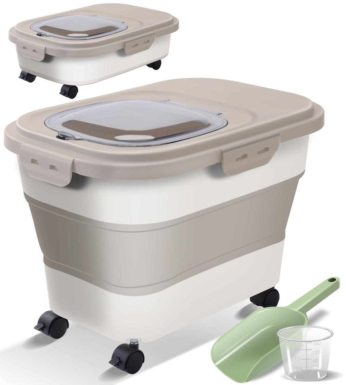 Gropecan collapsible dog food container folded for space-saving travel and storage
