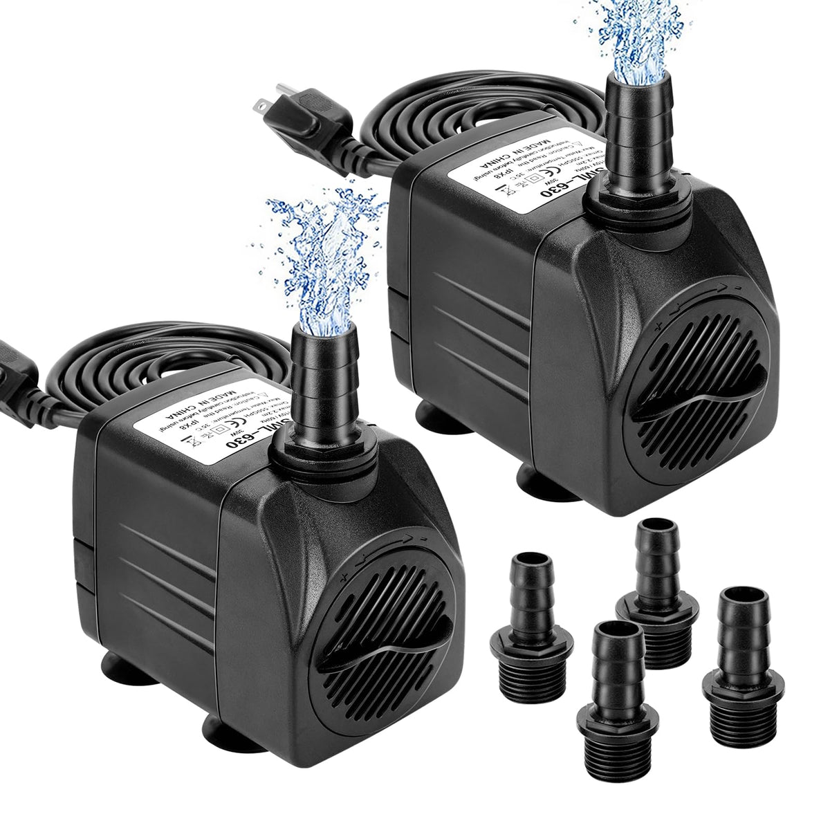 GROWNEER 2-pack 550GPH submersible pump front view for quiet fountain setup