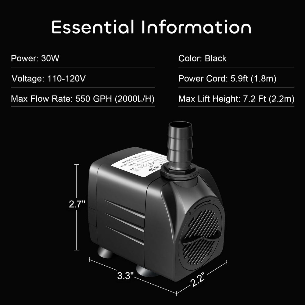 Long 5.9 ft power cord enables flexible placement for installations.