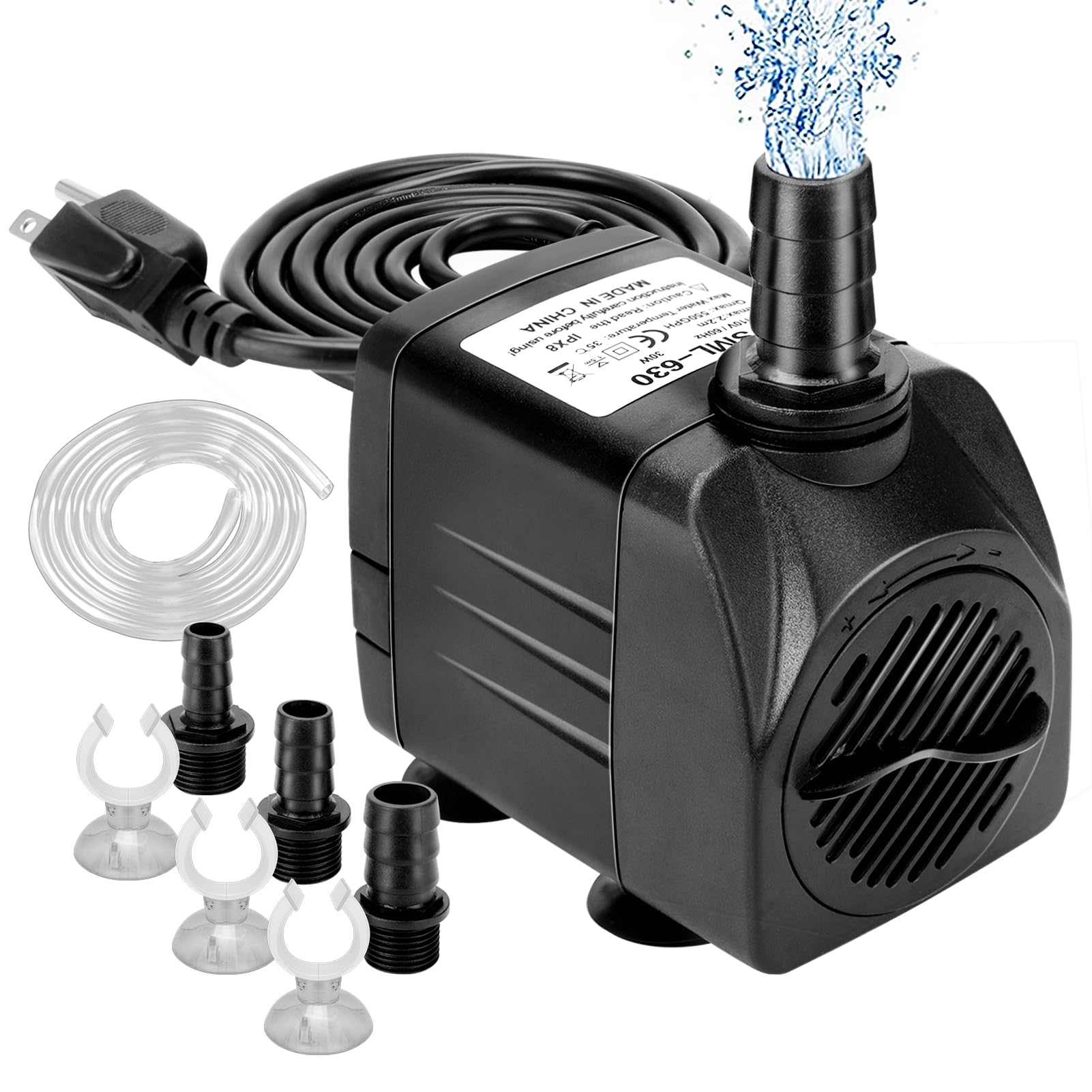 GROWNEER submersible pump body, compact design for quiet aquarium circulation.
