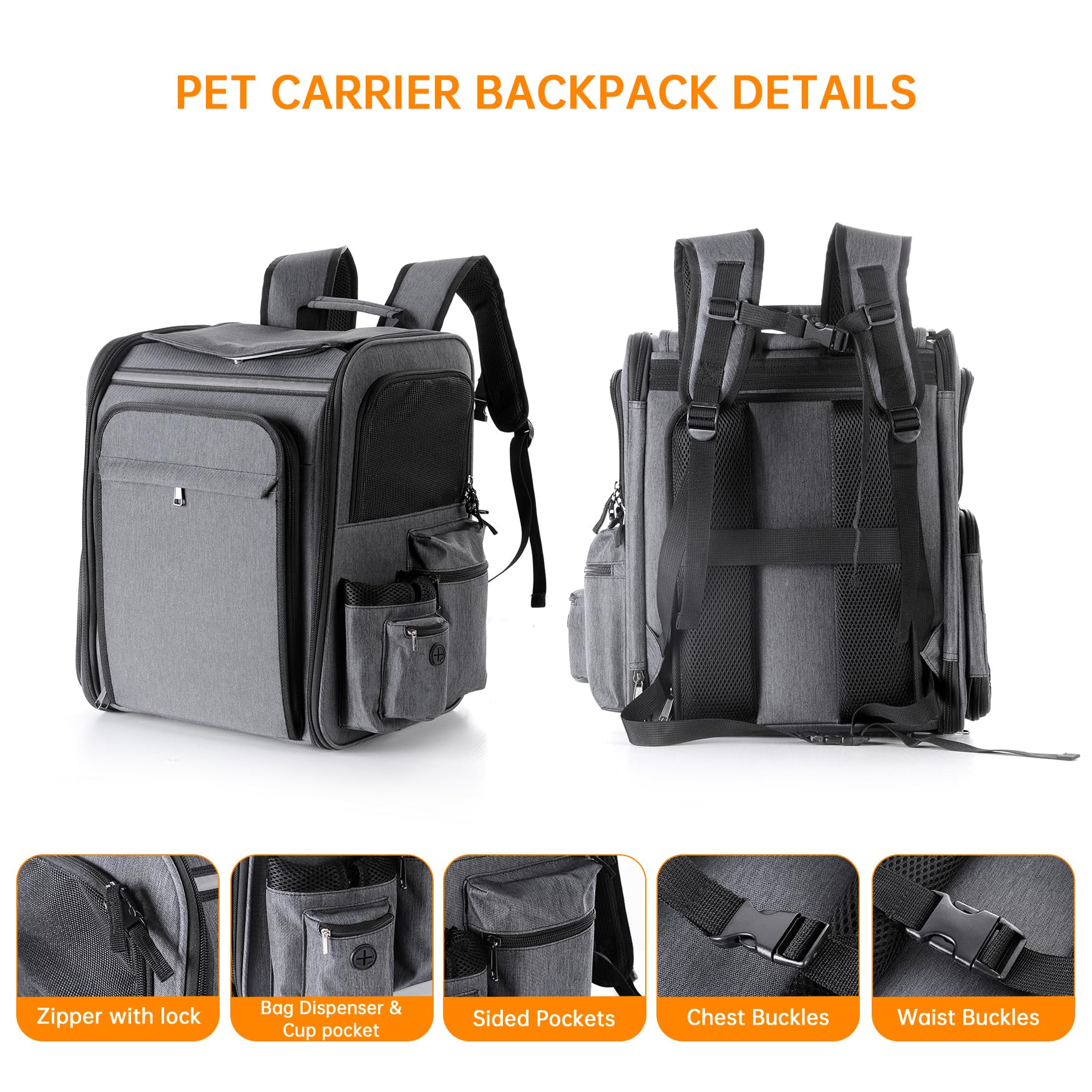 Groxkox cat backpack made with durable Oxford fabric for long-lasting use