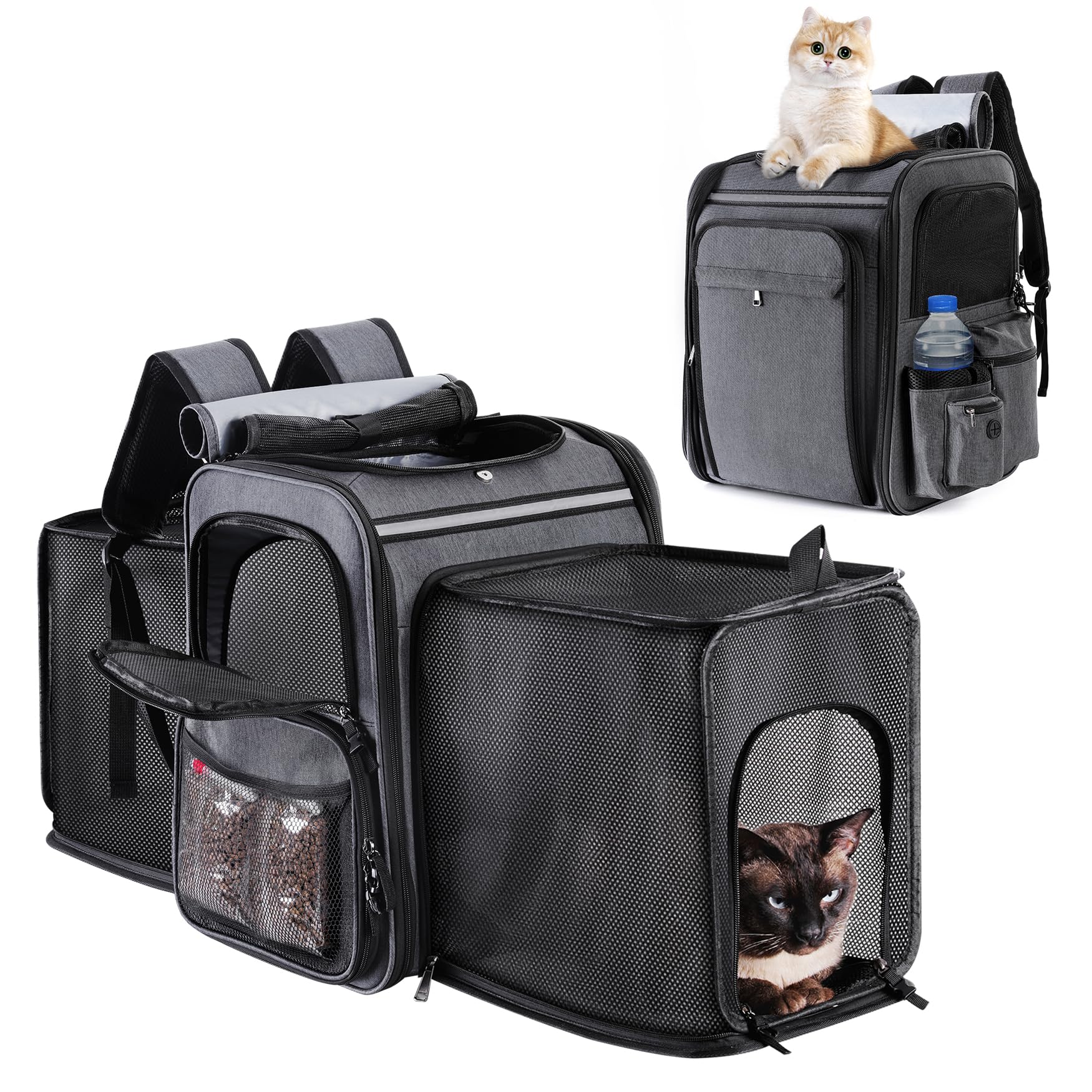 Groxkox cat backpack front view showing easy pet access and visibility