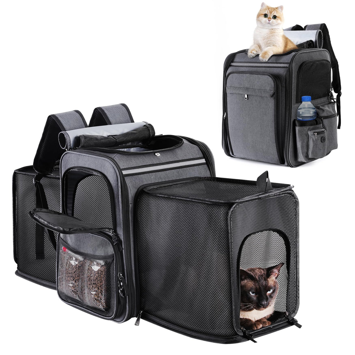 Groxkox cat backpack front view showing easy pet access and visibility