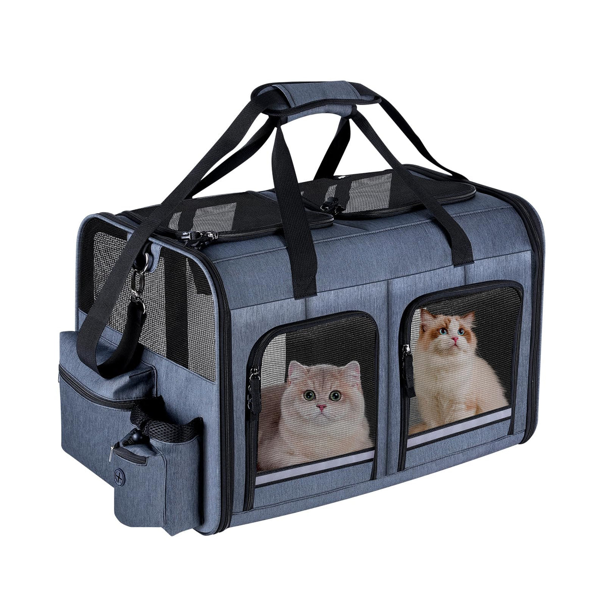 Groxkox cat carrier foldable dual for two cats, easy transport.