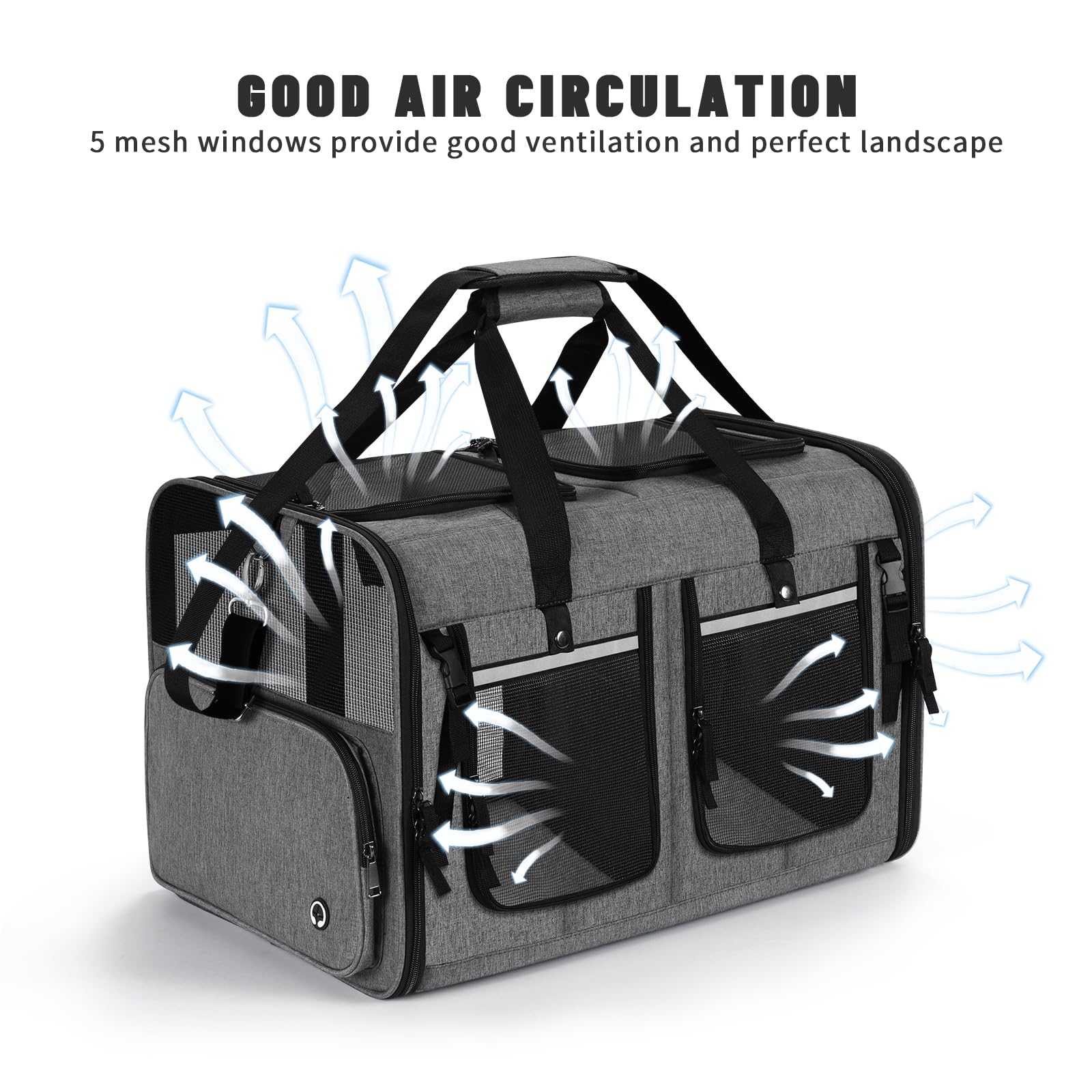 Groxkox dark-gray carrier with flat pocket for quick access and organization.
