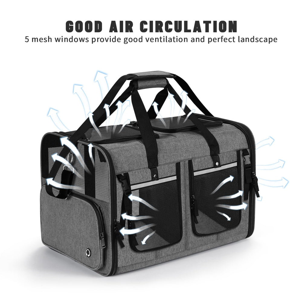 Groxkox dark-gray carrier with flat pocket for quick access and organization.