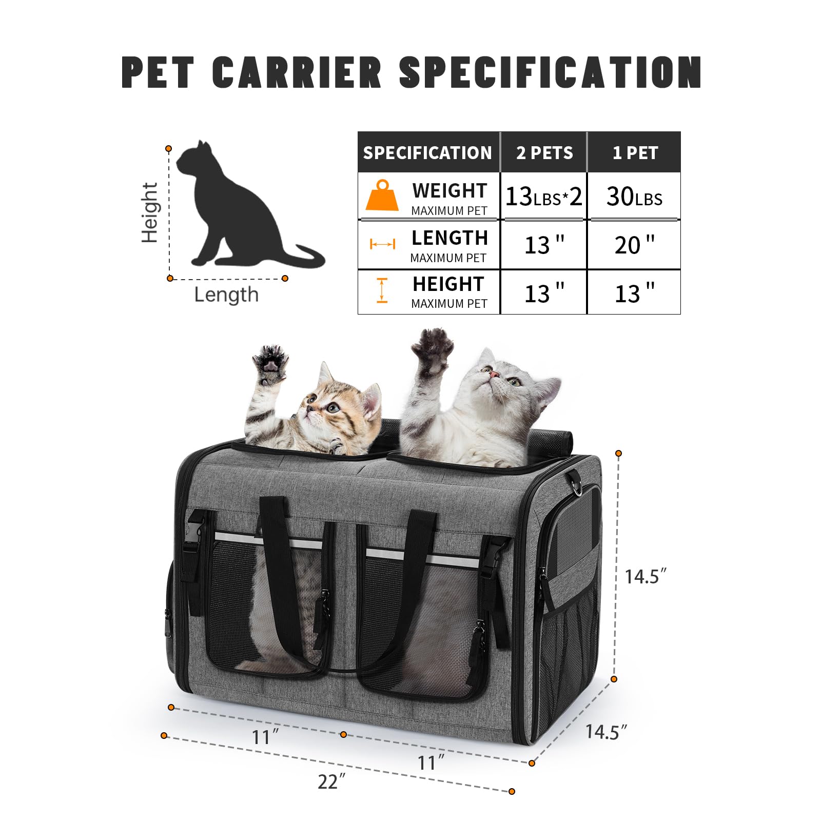 Groxkox double pet carrier travel-friendly with durable design and compact storage.