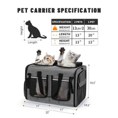 Groxkox double pet carrier travel-friendly with durable design and compact storage.
