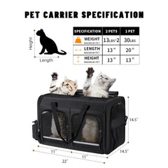 Groxkox dual pet carrier with front zippered compartments for essentials.