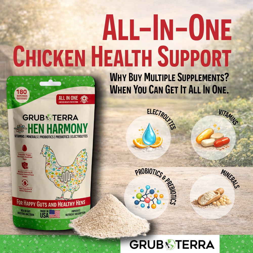 GrubTerra Hen Harmony for water dosing enhances daily hydration for flock