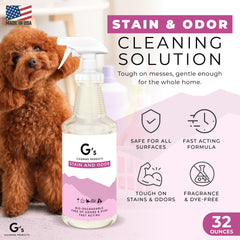 G's Cleaning Pet urine enzyme cleaner targets messes on carpet