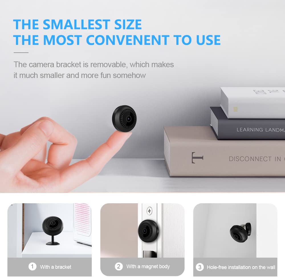 GTYT compact security camera blends into decor for discreet indoor monitoring.