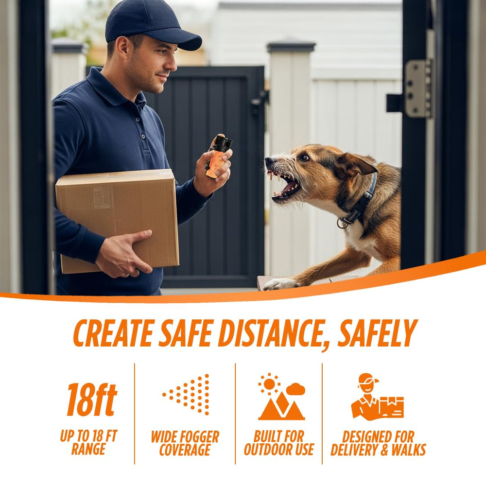 Guard Dog Security 2oz citronella spray with wide fogger used at a distance.