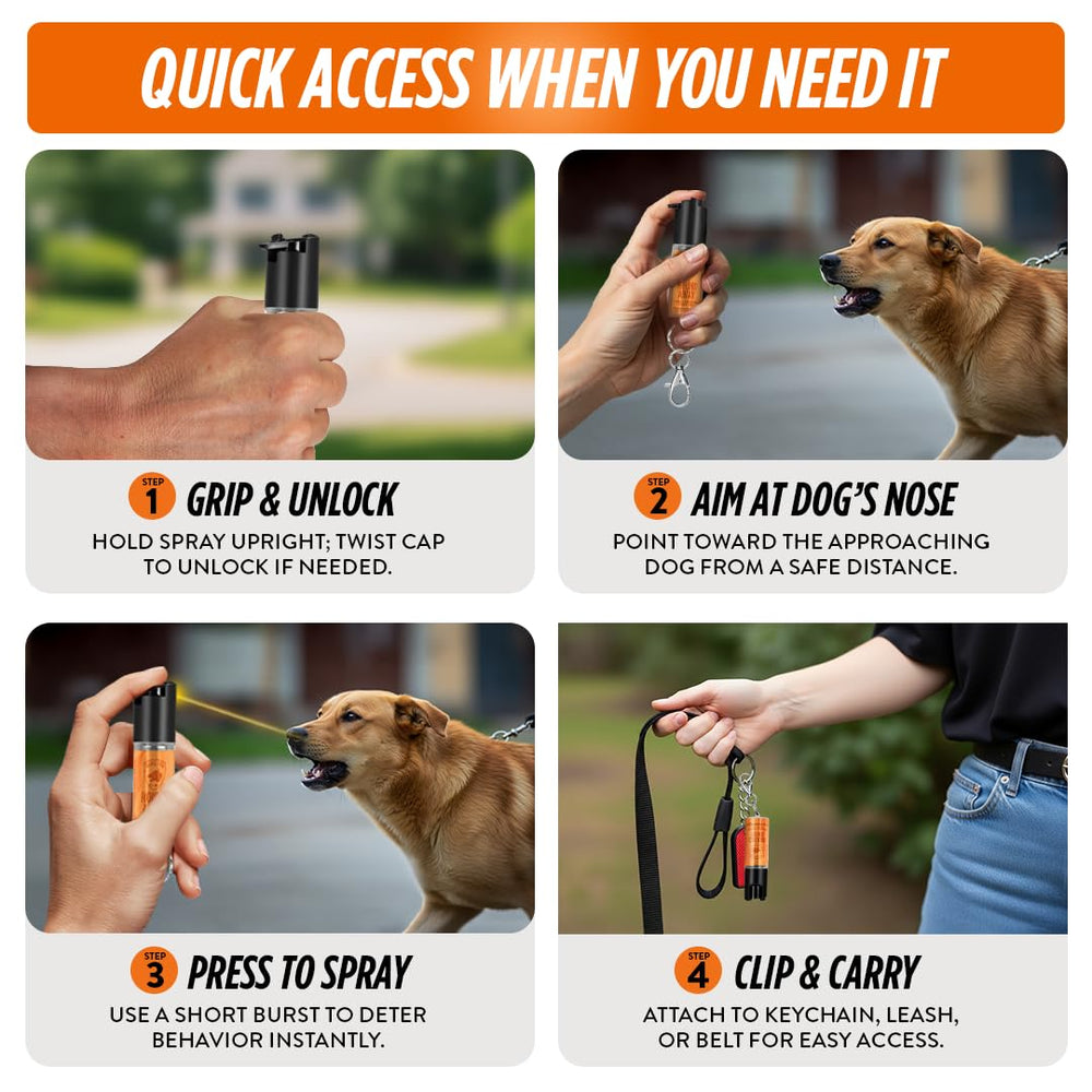 Guard Dog Security directional spray reaches up to 14-18 feet.