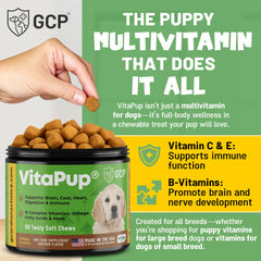 Guardian's Choice VitaPup puppy chews texture closeup highlights soft bite and tasty chicken flavor.
