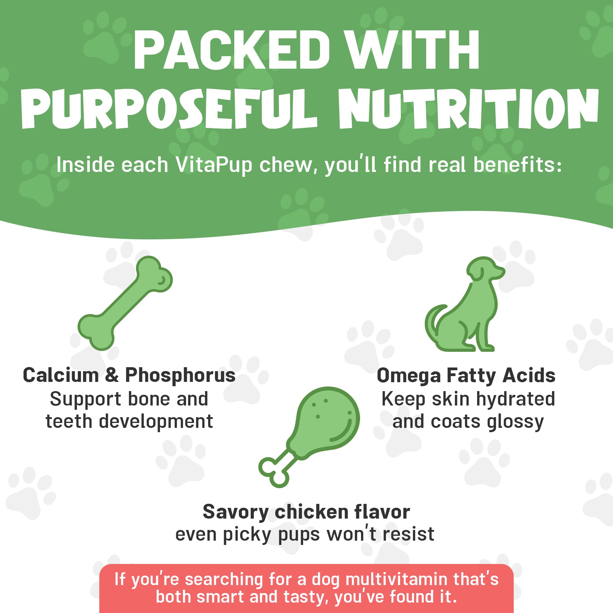 Guardian's Choice VitaPup chicken flavor chews seen as tasty daily treats.
