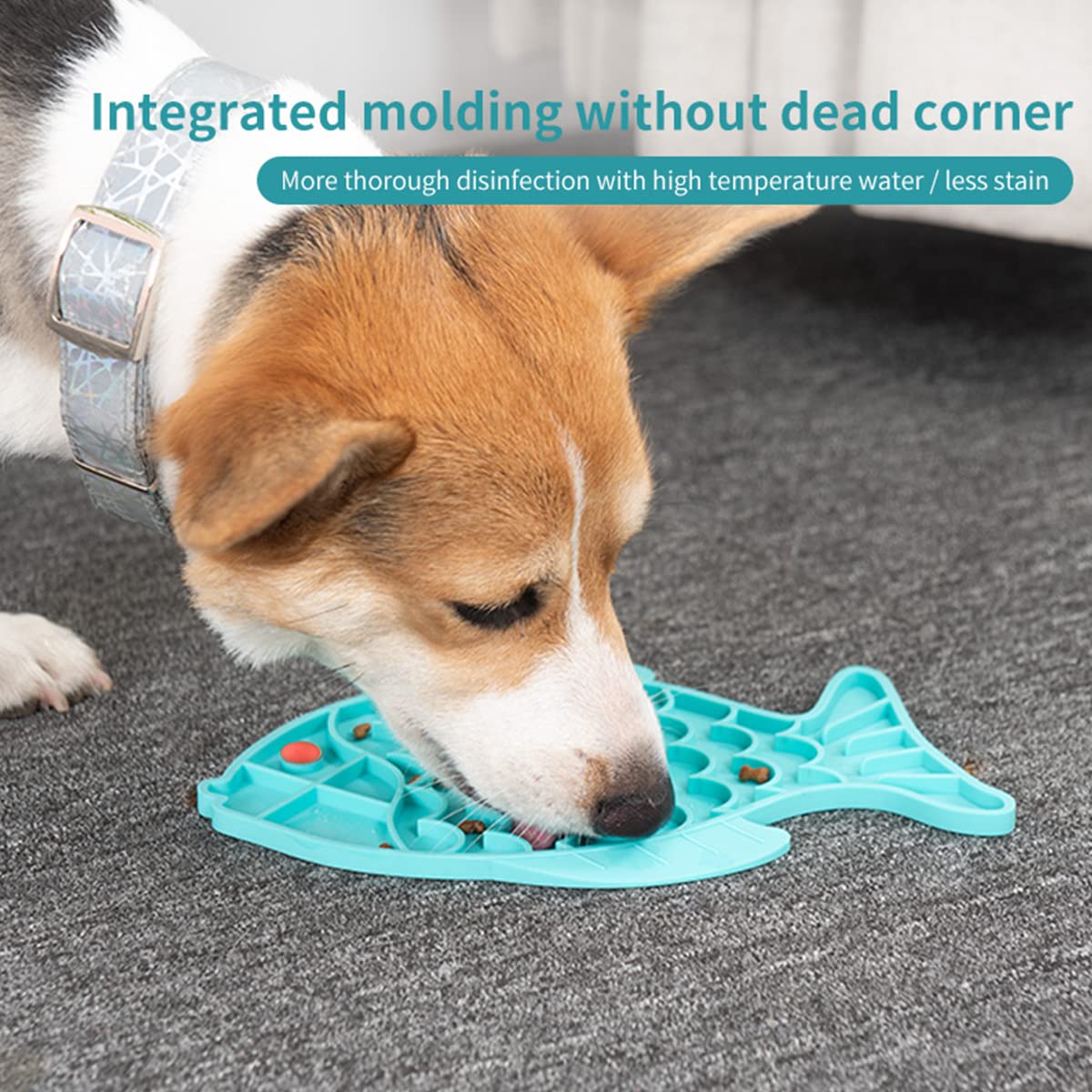 Guardians fish-shaped puzzle feeder used by dogs and cats during meals