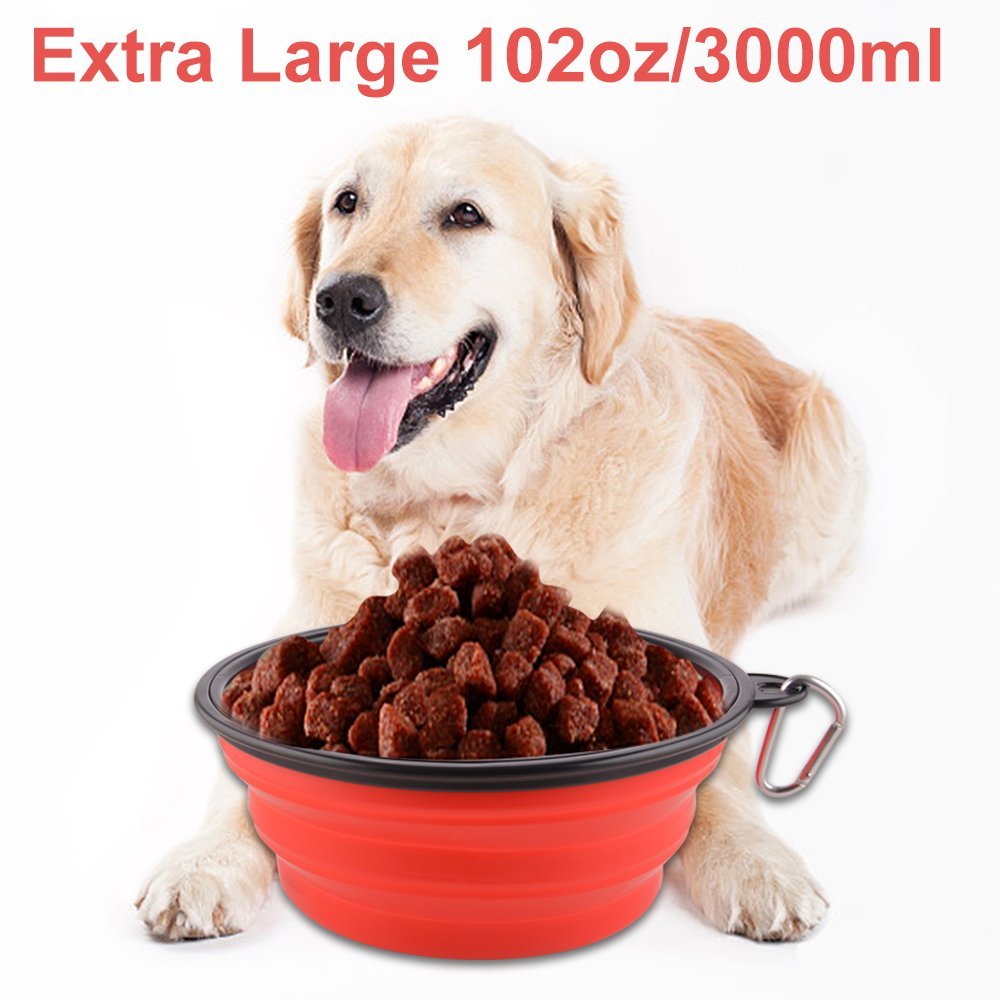 Guardians extra-large collapsible dog bowl open showing capacity.