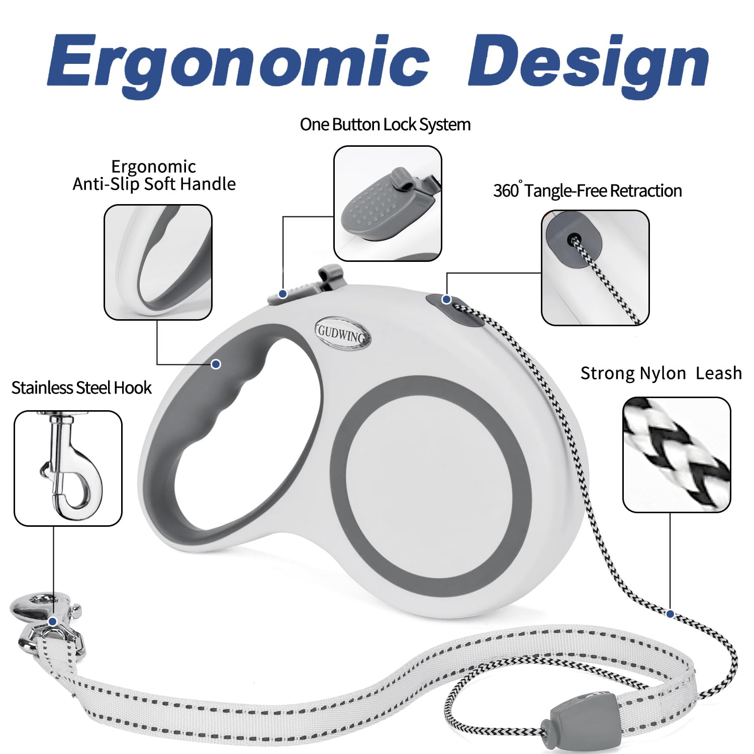 GudWING ergonomic TPE handle provides comfortable grip.