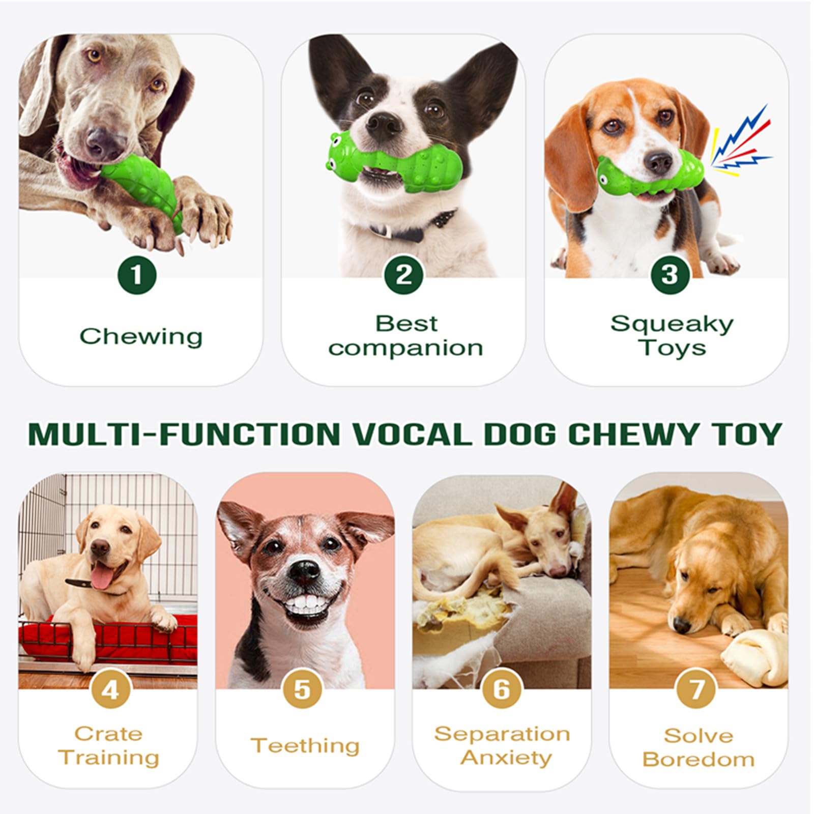 GUIASIPULE durable green toy for large breeds supports teething and interactive play.