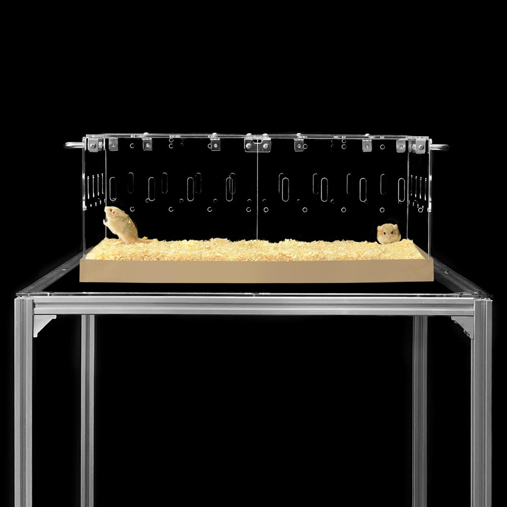 GuineaLoft Model-P3 acrylic cage lid open for easy feeding and cleaning