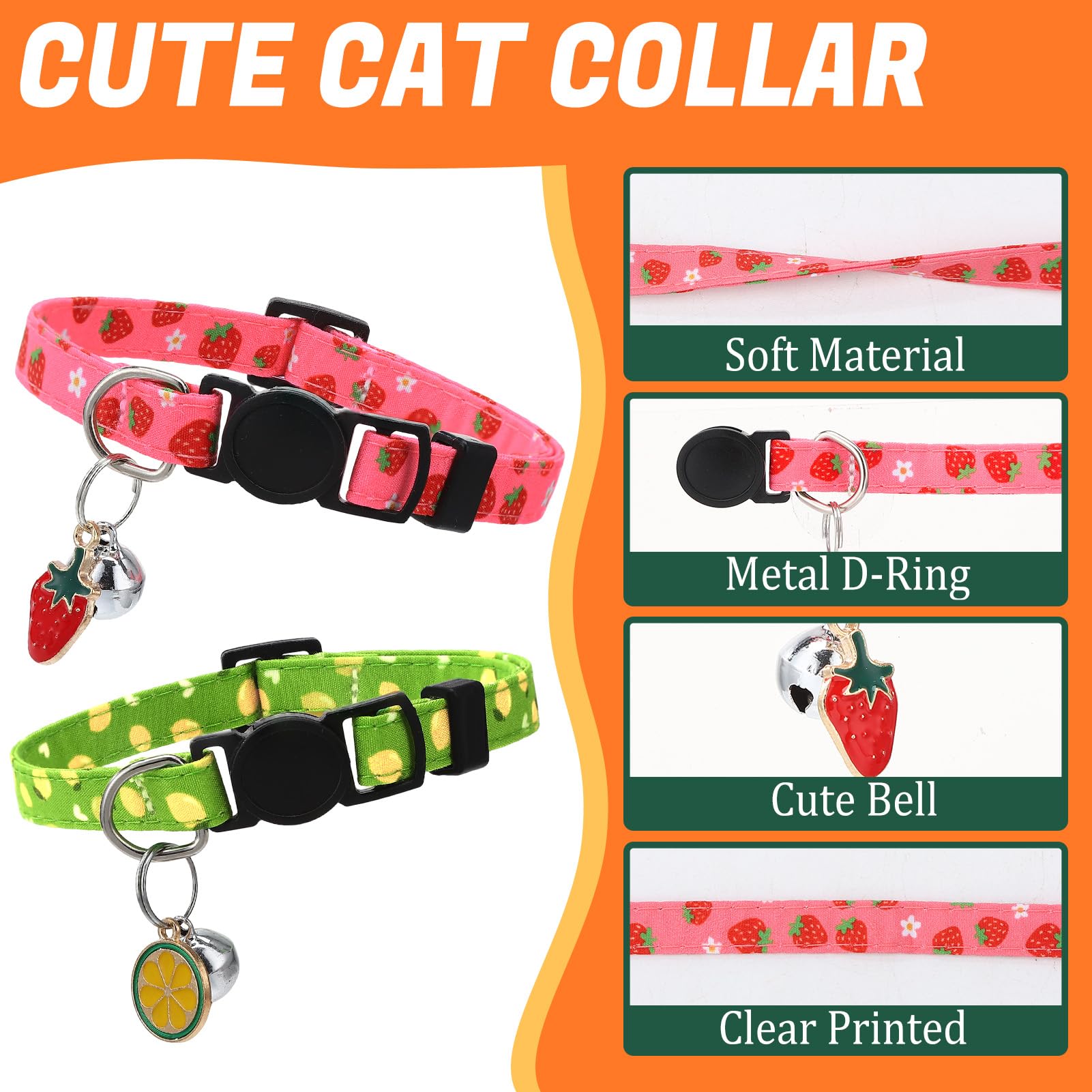 Guiqulai breakaway collar with cherry pendant for bright visibility during play.