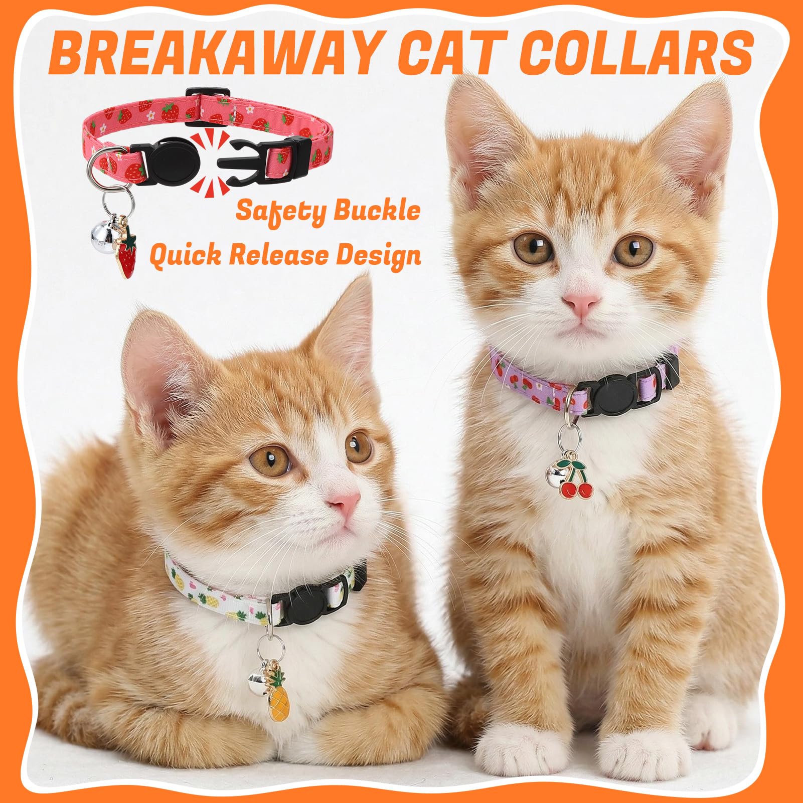 Guiqulai breakaway collar with strawberry pendant for lightweight comfort.