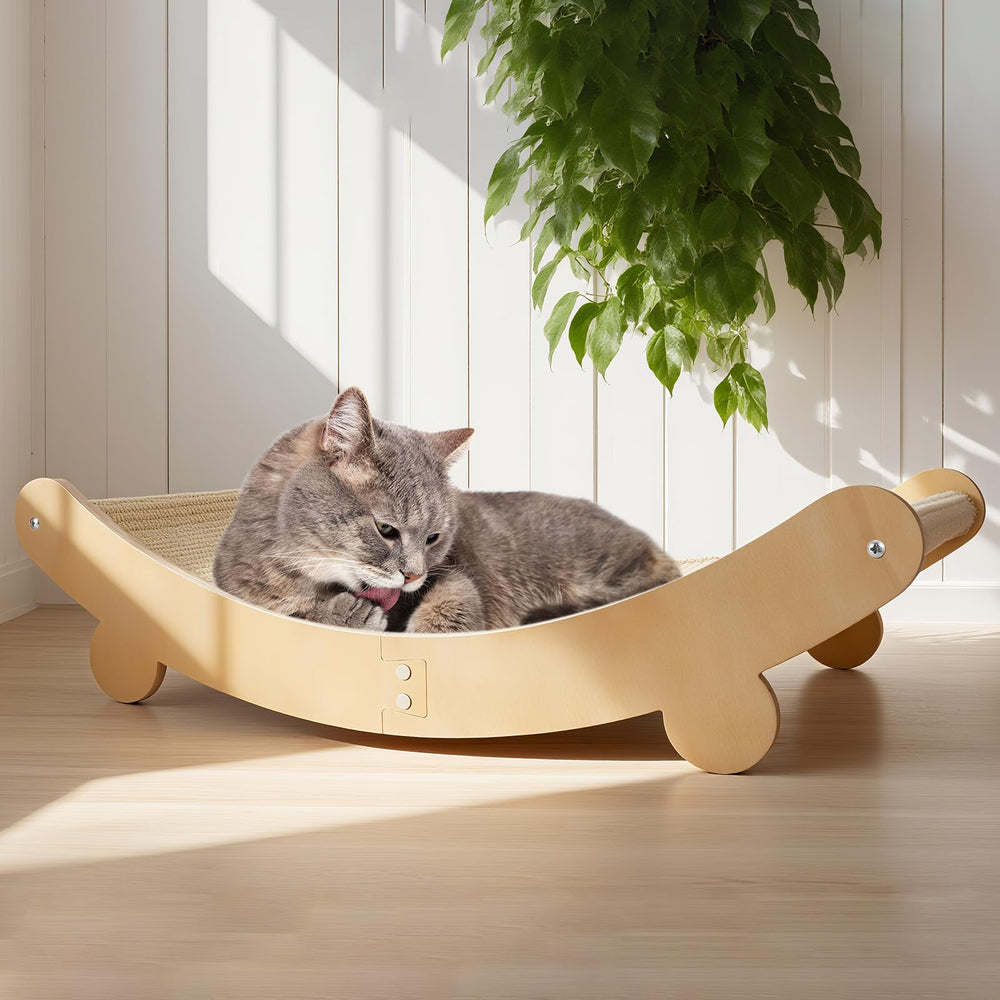 Guiqulai cat scratcher bed with sisal frame offers sturdy scratching surface to protect furniture.