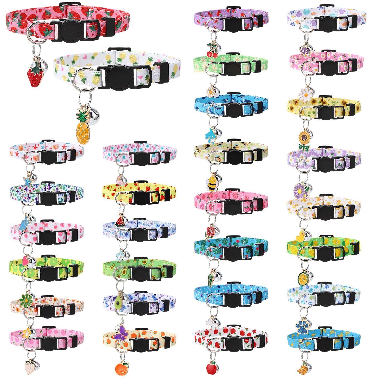 Guiqulai floral cat collar close-up showing soft fabric for comfortable all-day wear.